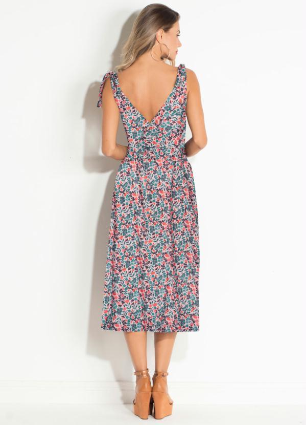 Quintess - Vestido com Botões Frontais Floral Rosa 2