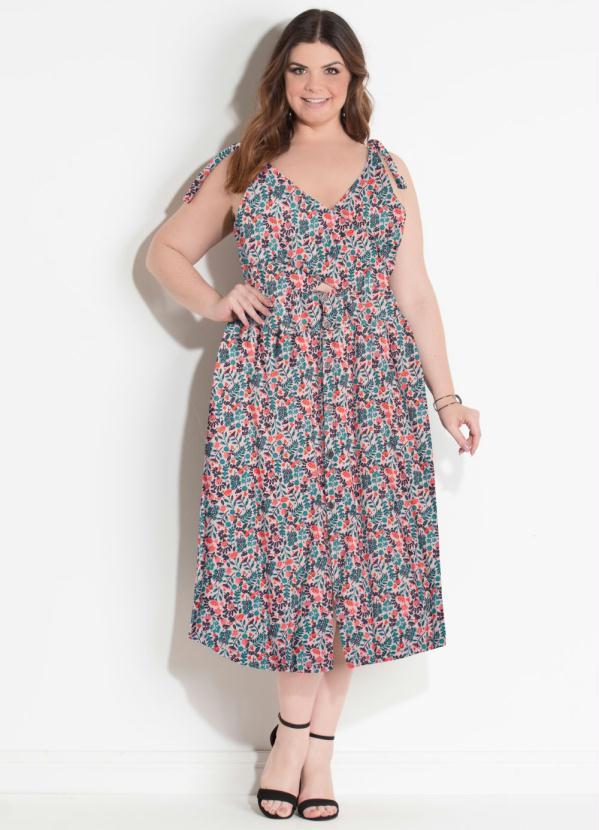 Quintess - Vestido com Botões Frontais Floral Rosa 3