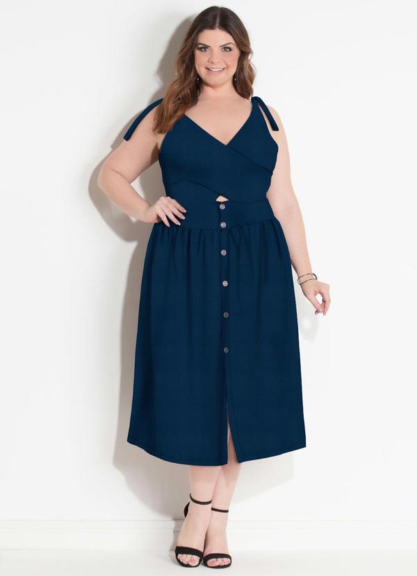 Quintess - Vestido com Botões Frontais Marinho 3