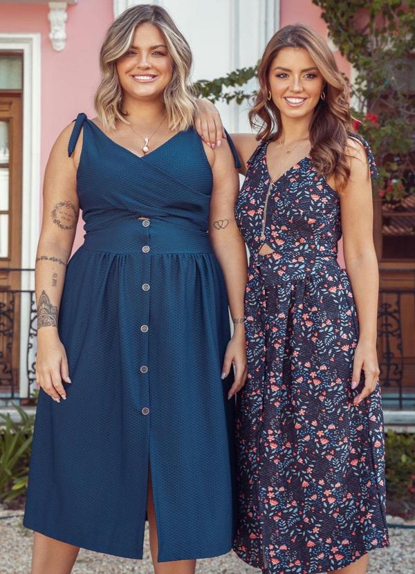 Quintess - Vestido com Botões Frontais Marinho 5