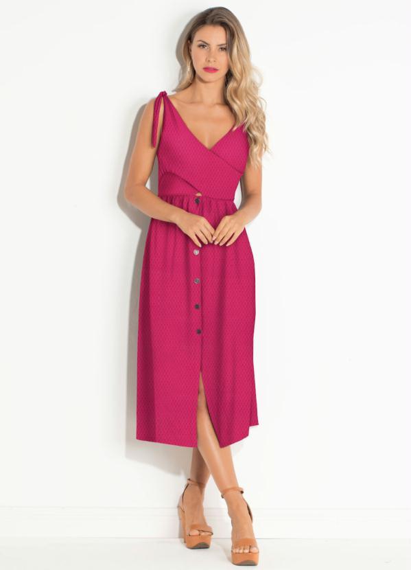 Quintess - Vestido com Botões Frontais Pink