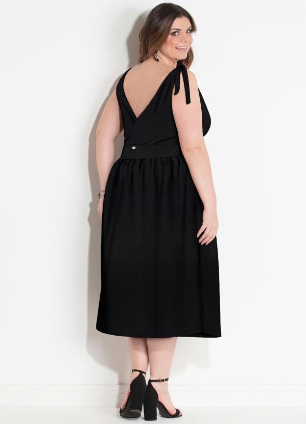 Quintess - Vestido com Botões Frontais Preto 2
