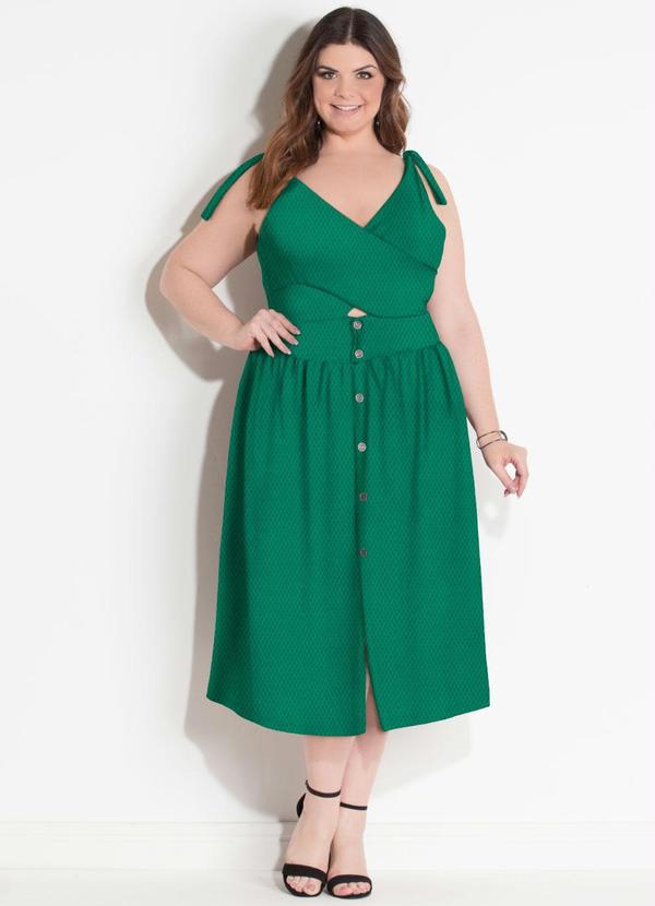 Quintess - Vestido com Botões Frontais Verde 6