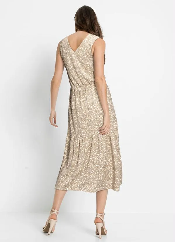 bonprix - Vestido com Decote V Arabescos Bege 2