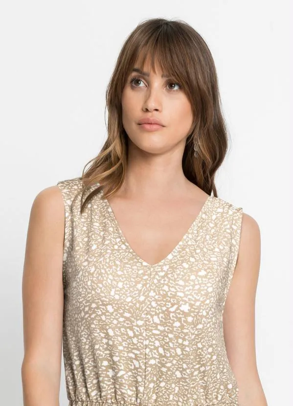 bonprix - Vestido com Decote V Arabescos Bege 3