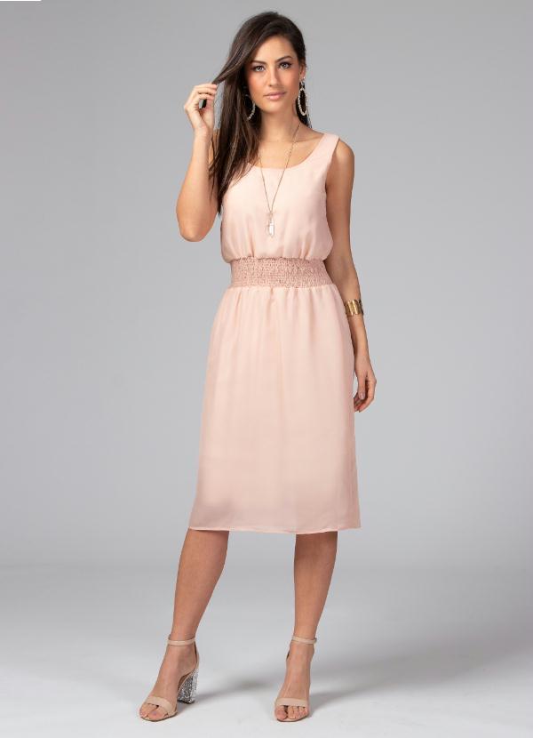 Quintess - Vestido com Detalhe em Elástico Nude 3