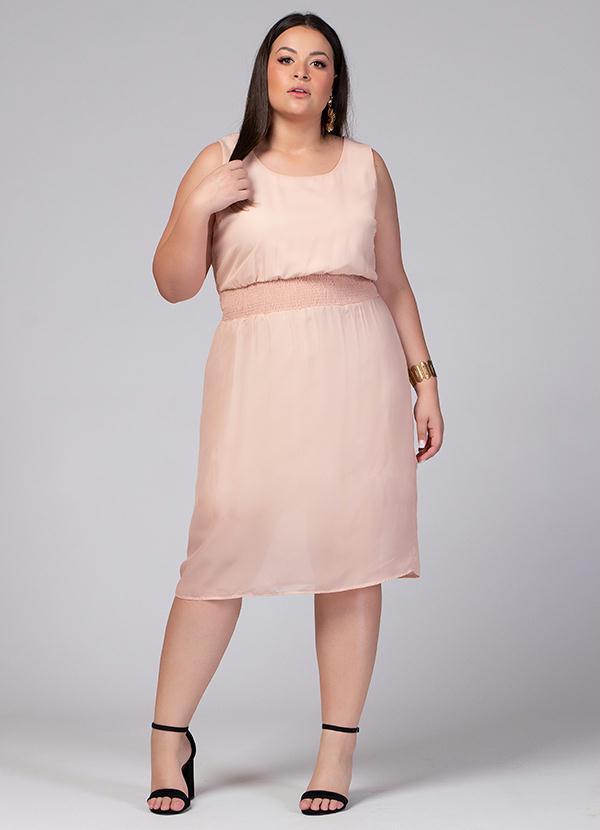 Quintess - Vestido com Detalhe em Elástico Nude 7