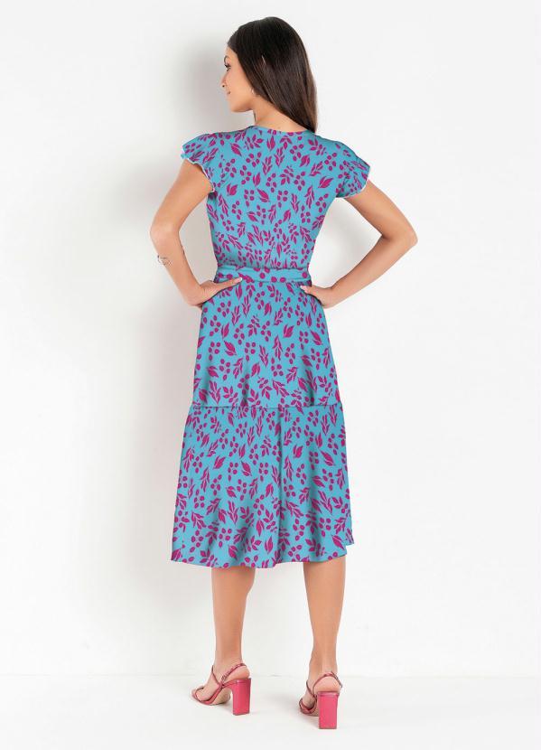 Rosalie - Vestido com Faixa Folhas Azul 2