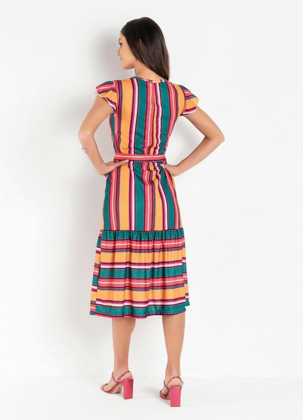 Rosalie - Vestido com Faixa Listra Color 3