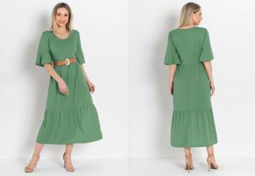 Vestido com Franzido Verde