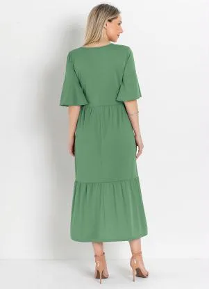 Rosalie - Vestido com Franzido Verde - ROSALIE