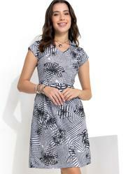 Vestido com Gola Estampado