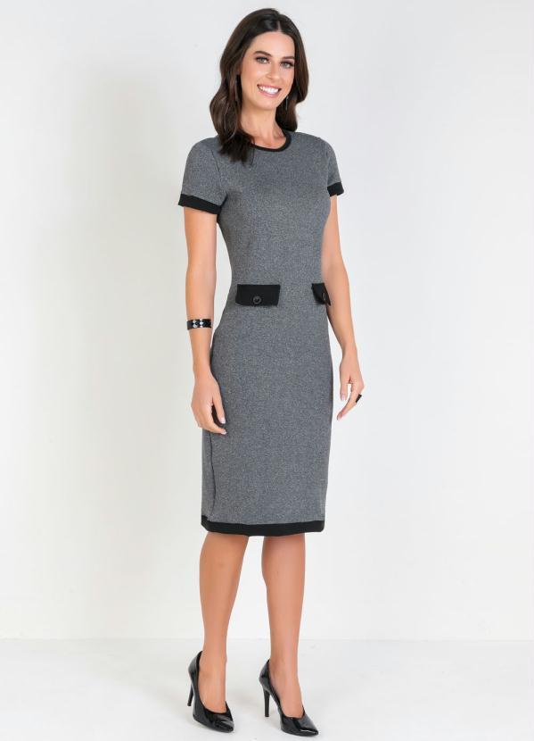 Outlet - Vestido com Lapelas Mescla Moda Evangélica 3