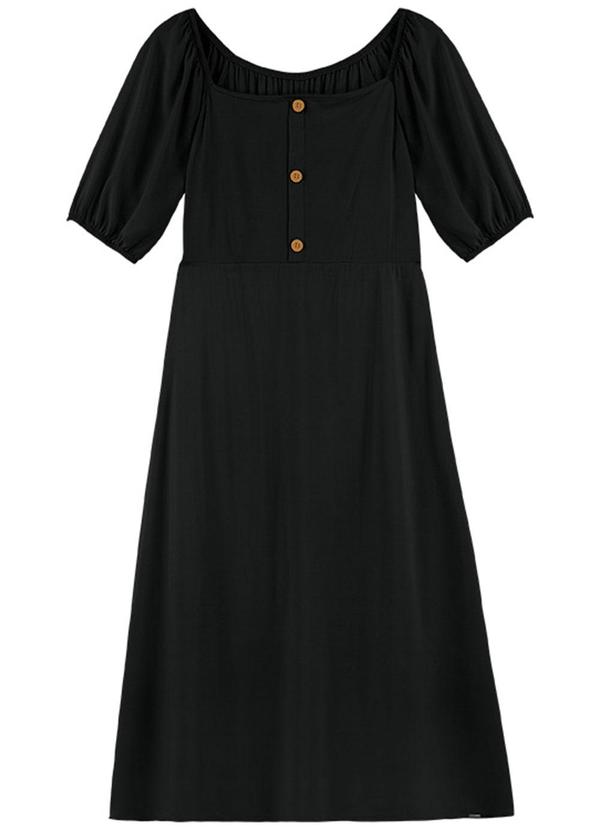 Rezzato - Vestido com Mangas Alongadas e Botões Preto
