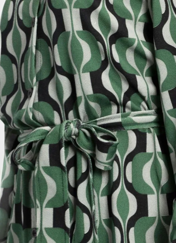 bonprix - Vestido com Mangas Longas Abstrato Verde 3