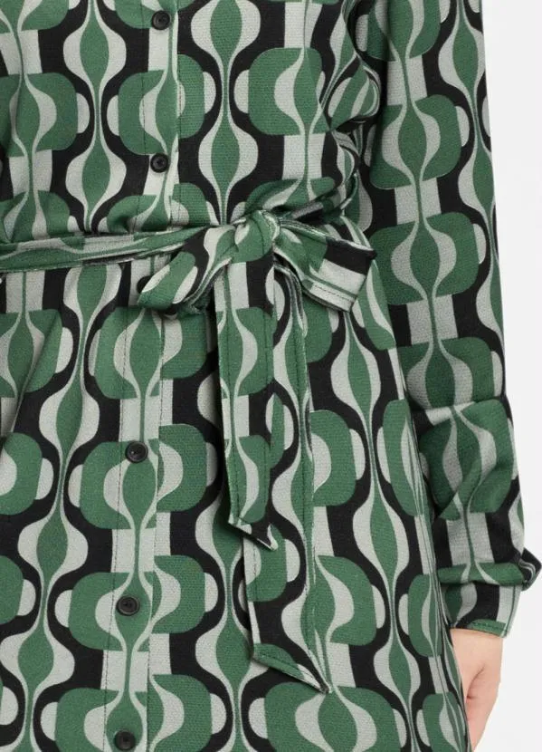 bonprix - Vestido com Mangas Longas Abstrato Verde 7