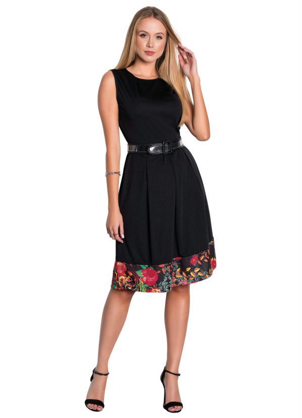 Rosalie - Vestido com Recorte Preto Moda Evangélica 4