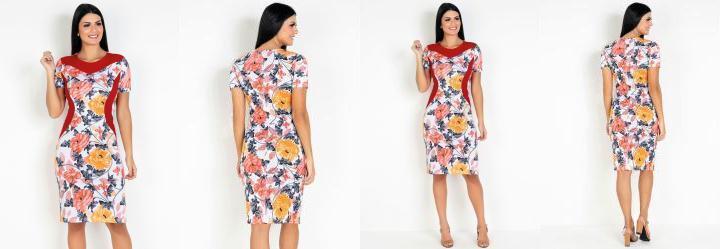 Vestido com Recortes Floral