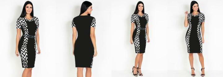 Vestido com Recortes Geomtrico