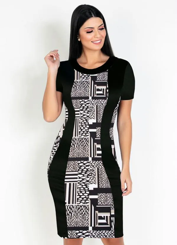 Rosalie - Vestido com Recortes Mix Preta