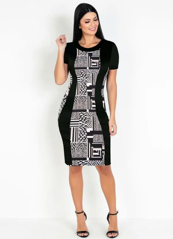 Rosalie - Vestido com Recortes Mix Preta 4