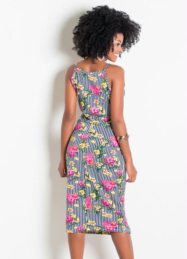 Outlet - Vestido com Recortes Vazados na Cintura Floral 2