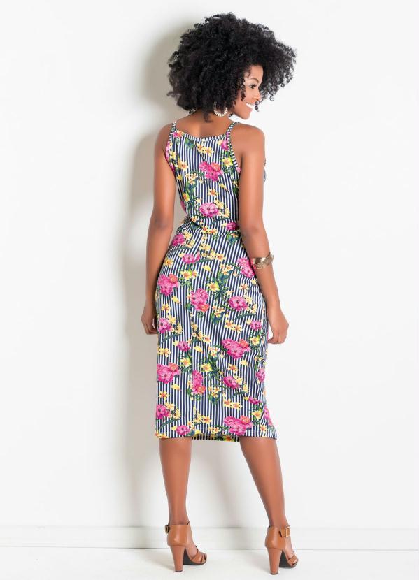 Outlet - Vestido com Recortes Vazados na Cintura Floral 4