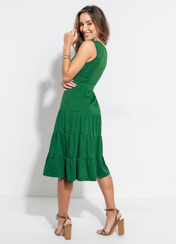 Rosalie - Vestido com Recortes Verde Mod Evangélica 3