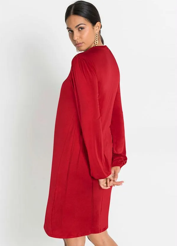 Queima Estoque - Vestido com Renda Manga Longa Vermelho 9