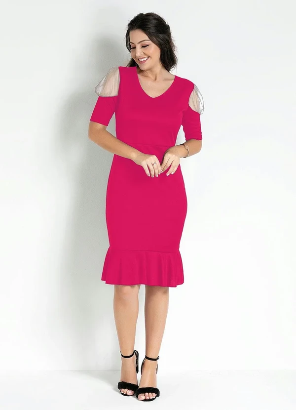 Rosalie - Vestido com Transparência Pink 3