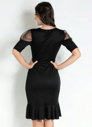 Rosalie - Vestido com Transparência Preto - ROSALIE