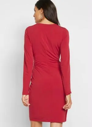 bonprix - Vestido com Transpasse e Fivela Vermelho - BONPRIX