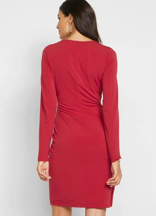 bonprix - Vestido com Transpasse e Fivela Vermelho 2