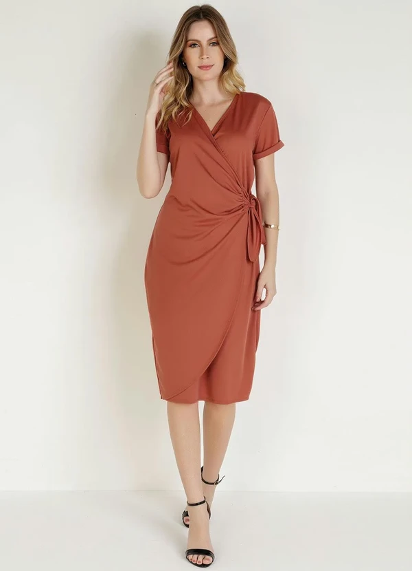 Rosalie - Vestido com Transpasse Marrom 4