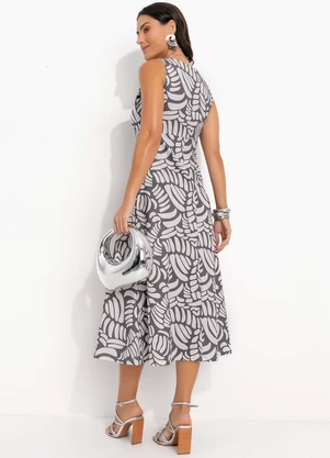 Quintess - Vestido Conchas Bicolor em Malha Fria - QUINTESS