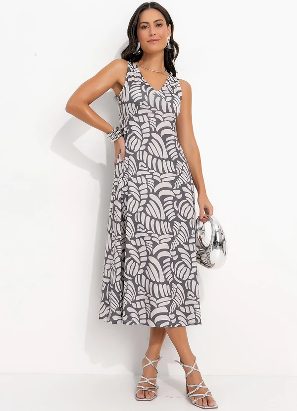 Quintess - Vestido Conchas Bicolor em Malha Fria