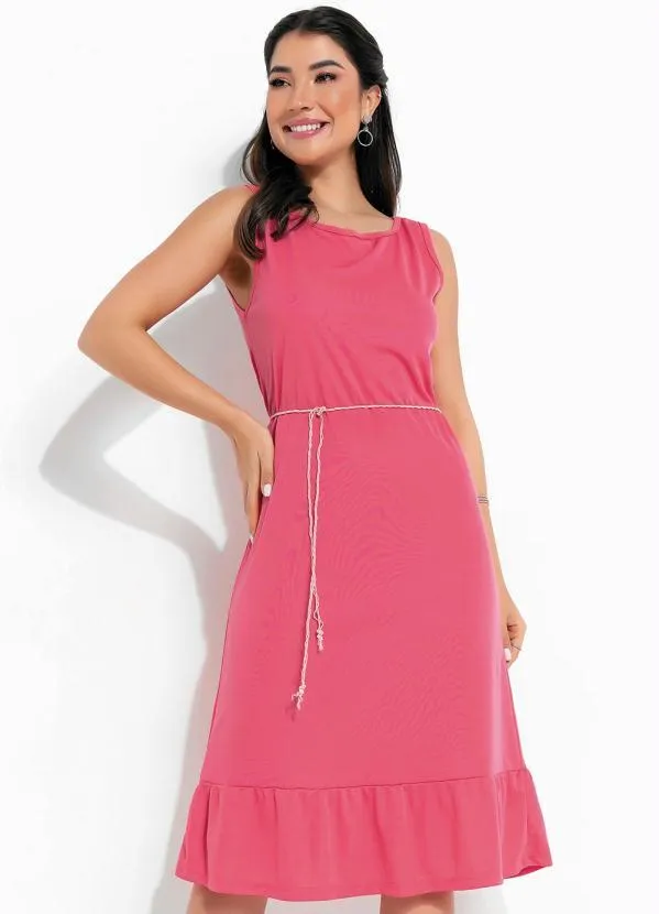 Vestido Coral com Amarração Rosalie