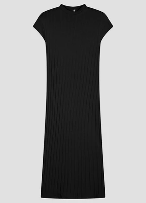 Cereja Rosa - Vestido Cotton Canelado Preto - CEREJA ROSA
