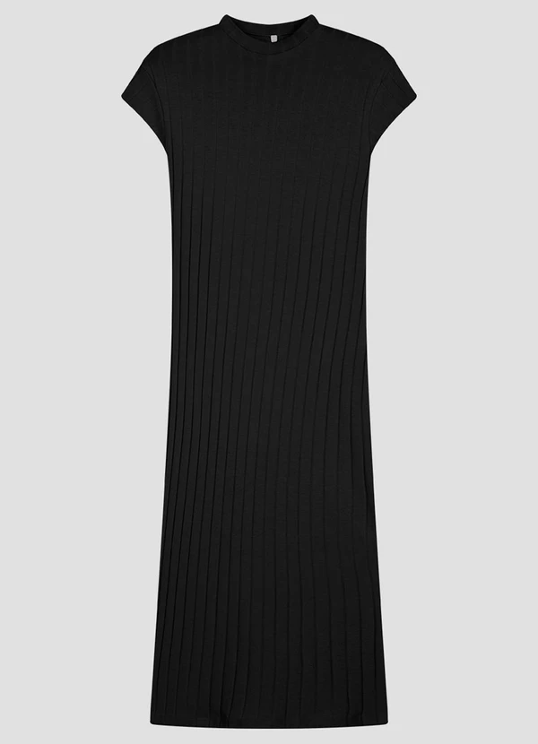 Cereja Rosa - Vestido Cotton Canelado Preto