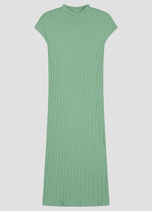 Cereja Rosa - Vestido Cotton Canelado Verde - CEREJA ROSA
