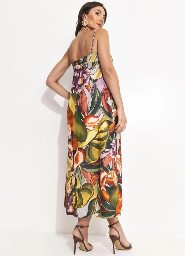 Farm - Vestido Cropped Alça Folhagem de Inverno Verde 2