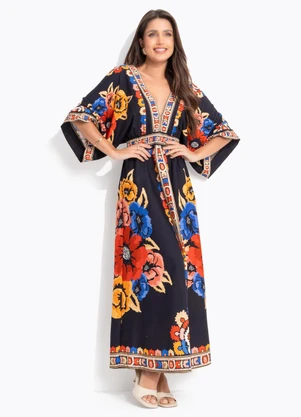 Farm - Vestido Cropped Antuerpia Lenço Preto - FARM