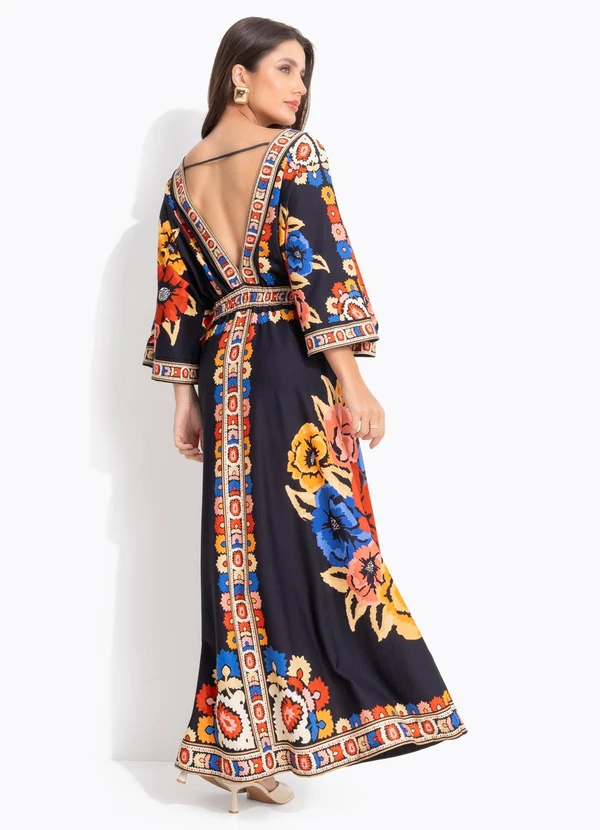 Farm - Vestido Cropped Antuerpia Lenço Preto 2