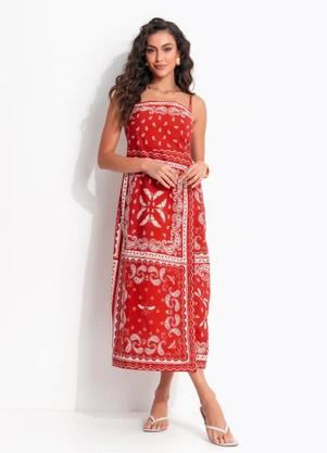 Farm - Vestido Cropped Bandana Jardim Vermelho - FARM