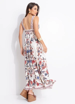 Farm - Vestido Cropped Bohoflor Bege - FARM
