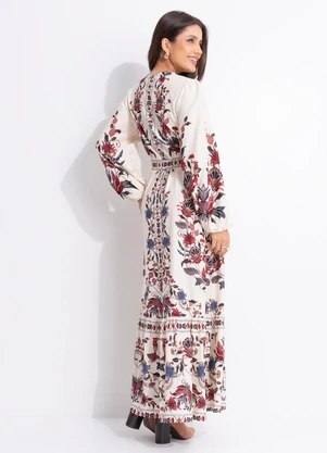 Farm - Vestido Cropped Bohoflor Bege - FARM