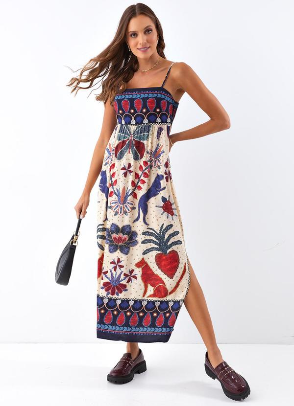 Farm - Vestido Cropped Brilho Tropical Lenço