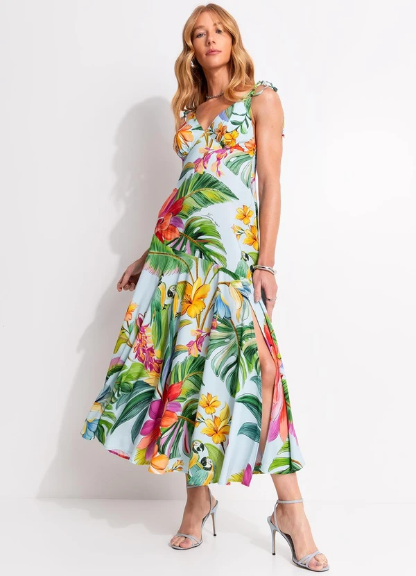 Farm - Vestido Cropped Canto dos Pássaros Azul