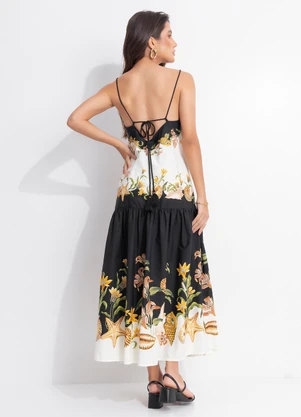 Farm - Vestido Cropped Concha Surreal Preto - FARM