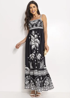 Farm - Vestido Cropped Coqueiral Preto - FARM